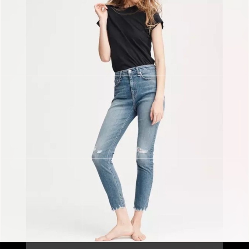 rag & bone High-Rise ANKLE SKINNY Raw Hem Women's Blue Jeans Washed Never Worn